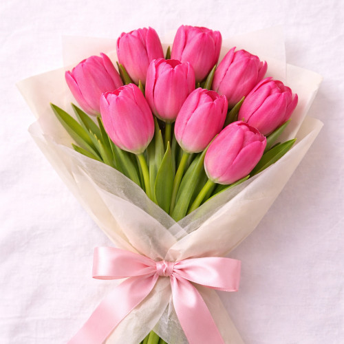 Букет из 10 розовых тюльпанов