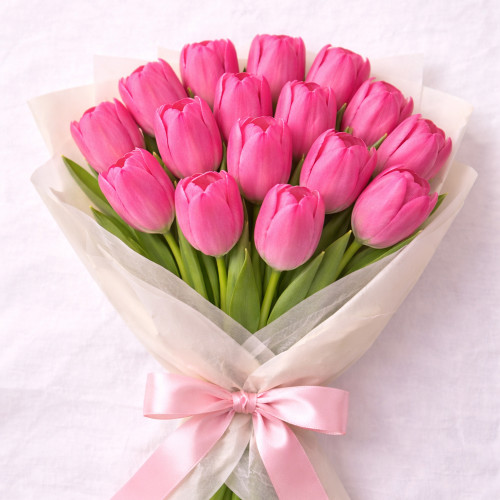 Букет из 15 розовых тюльпанов