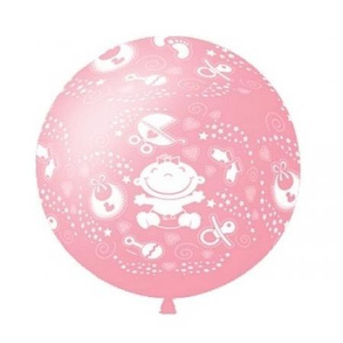 Большой шар "С днем рождения малыш", розовый
