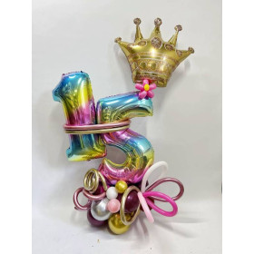 Поинт из шаров "С Днем рождения" с короной