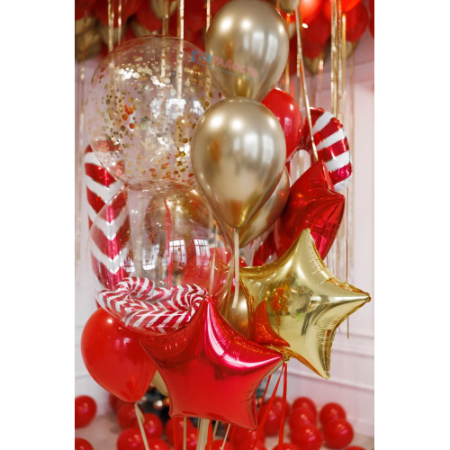 Фонтан из шаров "Новогодняя трость"