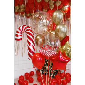 Фонтан из шаров "Новогодняя трость"