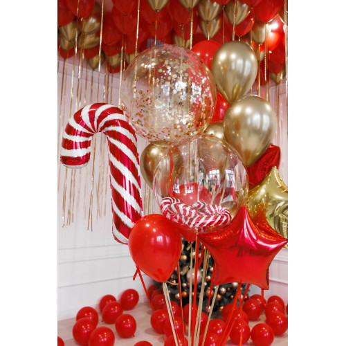 Фонтан из шаров "Новогодняя трость"