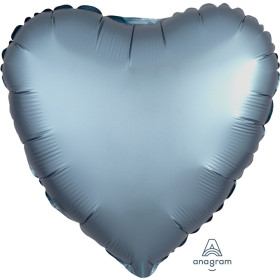 Шар Сердце Steel Blue сатин 46 см