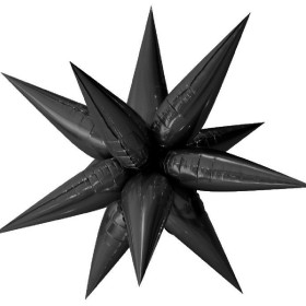 Шар-фигура Звезда составная, черная, сатин