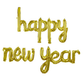 Набор шаров мини-букв Надпись "С Новым годом (Happy New Year)", золото