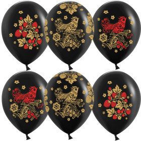 Латексный шар "Хохлома"