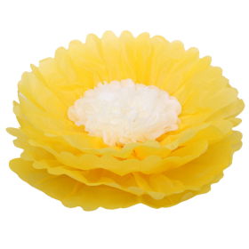 Бумажный цветок желтый, центр бежевый