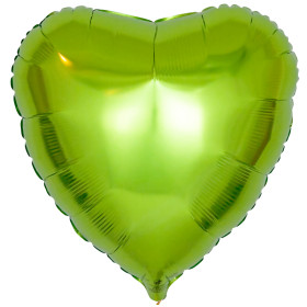 Шар Сердце лайм (зеленое) 46 см, металлик