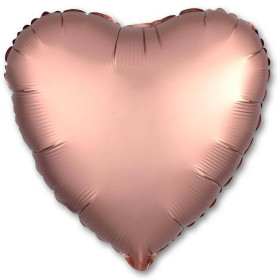 ﻿Шар Сердце розовое золото 46 см, сатин
