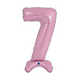 Шар-цифра 7 Пастель Pink (розовая) на подставке
