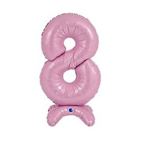 Шар-цифра 8 Пастель Pink (розовая) на подставке