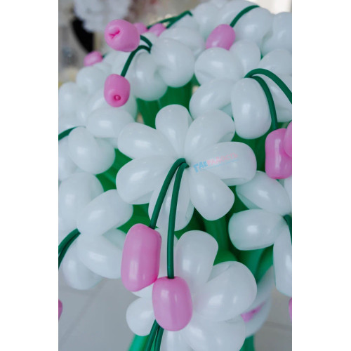 Букет из воздушных ромашек с декором, 25 штук