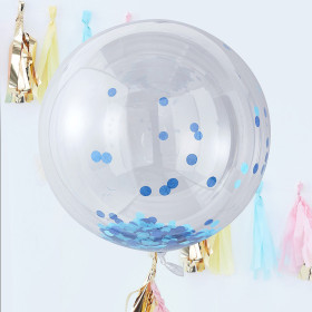 Шар Bubble с голубым конфетти