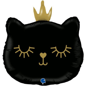 Шар фигура "Котенок Принцесса", черный