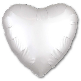Шар Сердце белый 46 см, сатин