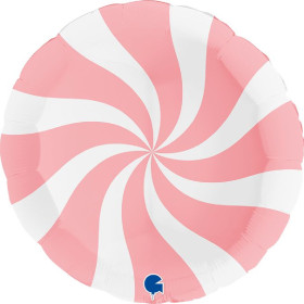 Шар круг "Конфета", 91 см, розово-белый