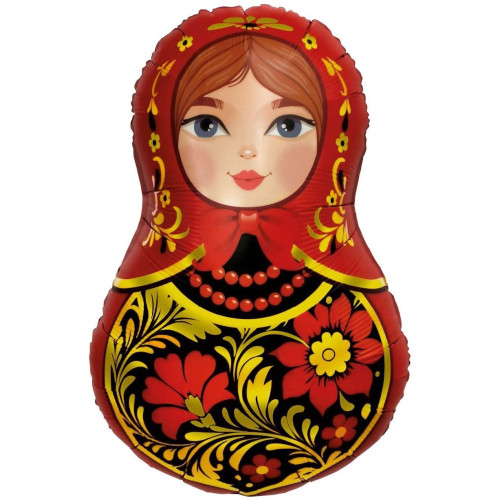 Шар фигура "Матрешка", красная