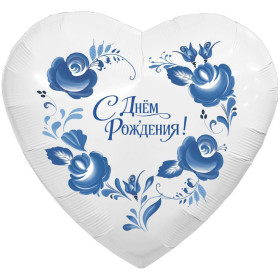 Шар сердце "Фарфоровый букет", 76 см