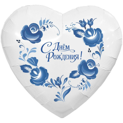 Шар сердце "Фарфоровый букет", 76 см