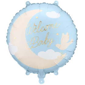 Шар круг "Добро пожаловать, малыш (WELCOME BABY), Светло-голубой (LIGHT BLUE)" ПД