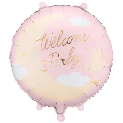 Шар круг "Добро пожаловать, малыш (WELCOME BABY), Светло-розовый (LIGHT PINK)" ПД