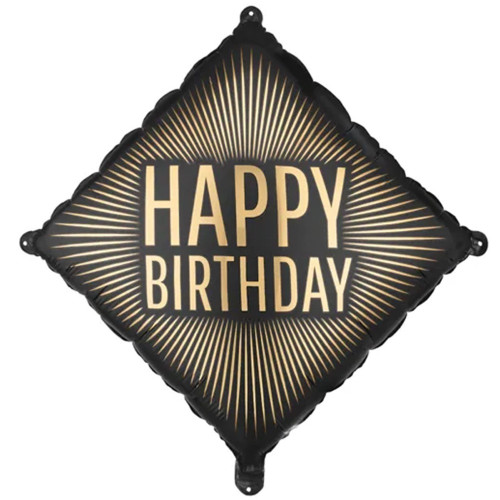 Шар ромб "Ромб С Днем Рождения (HAPPY BIRTHDAY), Черно-золотой (BLACK GOLD)" ПД