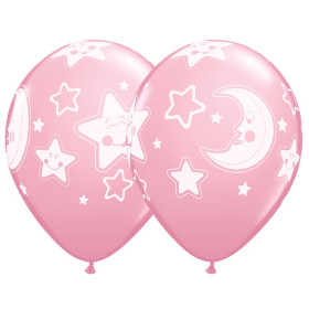 Латексный шар "Луна и Звезды", розовый