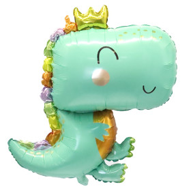 Шар фигура "Динозаврик в короне", зеленый