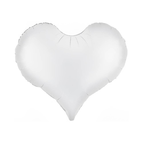 Шар сердце 61 см, белый сатин (Люкс)