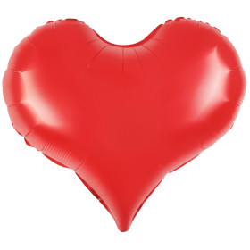 Шар сердце красный сатин, изгиб, 61 см