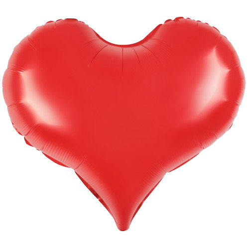 Шар сердце красный сатин, изгиб, 61 см