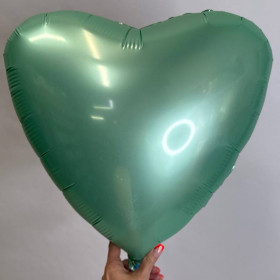 Шар сердце светло-зеленый сатин, 46 см