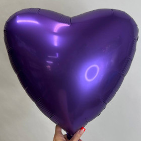 Шар сердце фиолетовый сатин, 46 см