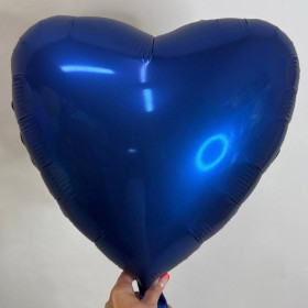 Шар сердце нави синий сатин, 46 см