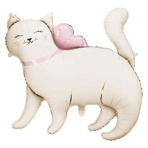 Шар фигура "Белая кошка с бантом"