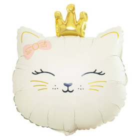 Шар фигура "Кошечка с короной" бежевая