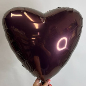 Шар сердце темная вишня, 46 см