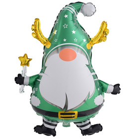 Шар фигура "Гном зеленый с рогами"