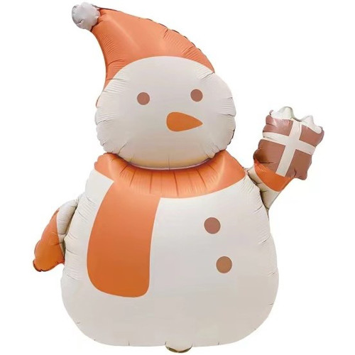 Шар фигура "Снеговик с подарком", сатин