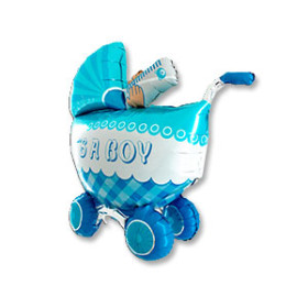 Шар фигура 3D "Коляска детская", голубая