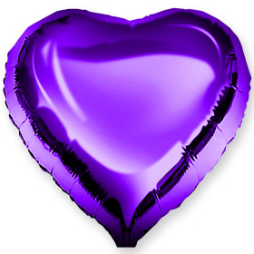 Шар Сердце фиолетовое 46 см, металлик