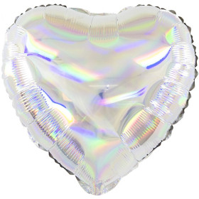 Шар Сердце серебро (голография), 46 см