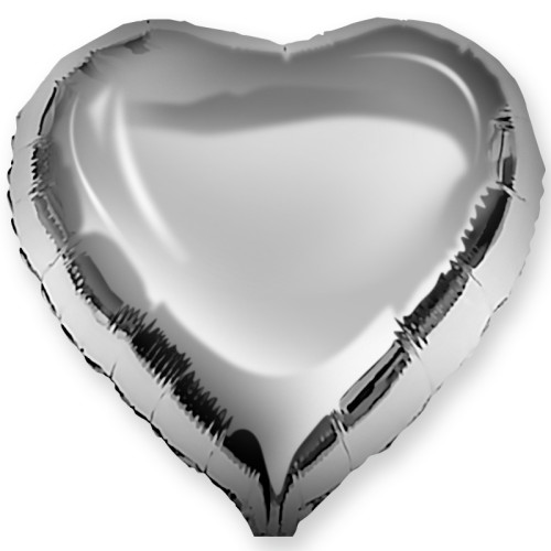 Шар Сердце серебряное 46 см, металлик