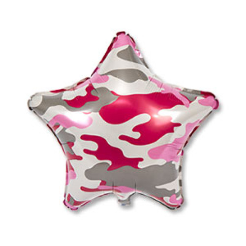 Шар Звезда 46 см, розовый камуфляж