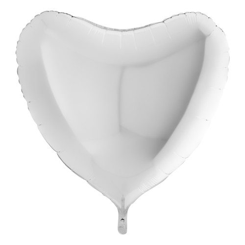 Шар Сердце белое 91 см, пастель