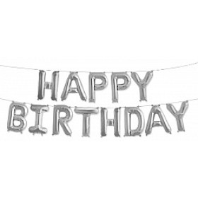 Набор шаров-букв "Happy Birthday" серебро (16", 41 см)
