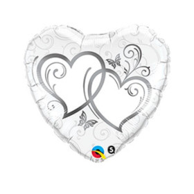 Шар "Сердца переплетенные", silver