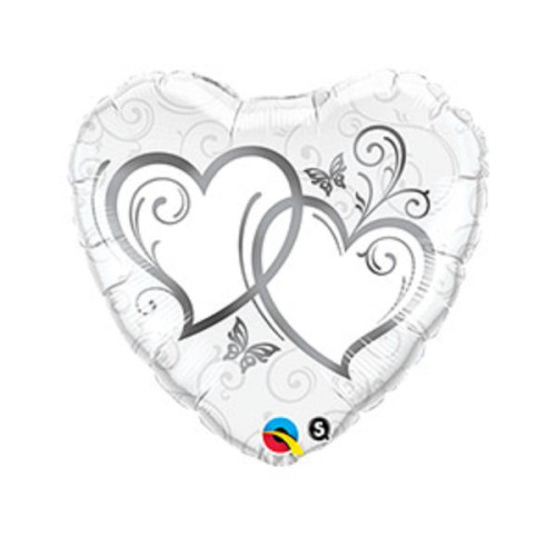 Шар "Сердца переплетенные", silver