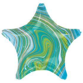 Шар звезда "Мрамор Blue Green", голубая